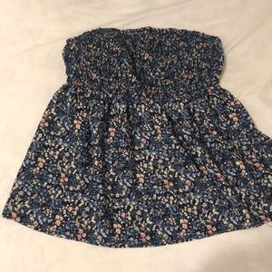 Floral Strapless Peplum Top